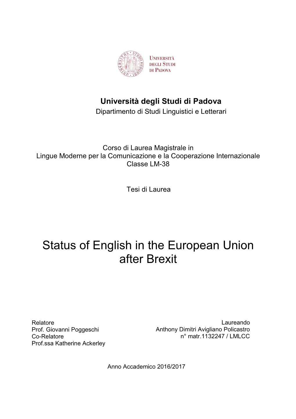 Status of English in the European Union After Brexit