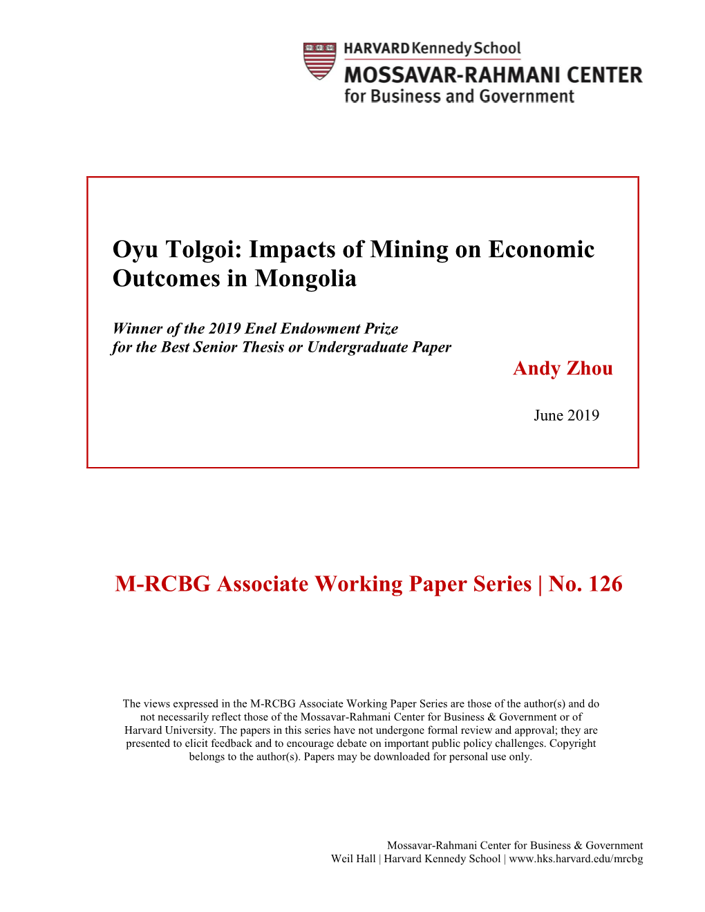 Oyu Tolgoi: Impacts of Mining on Economic Outcomes in Mongolia