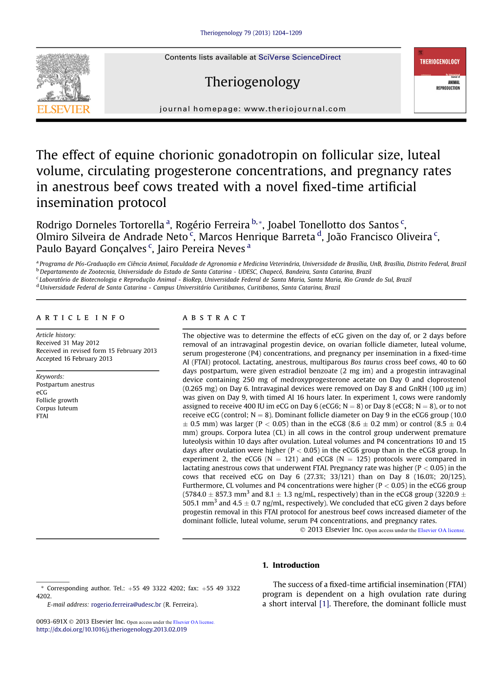 The Effect of Equine Chorionic Gonadotropin on Follicular