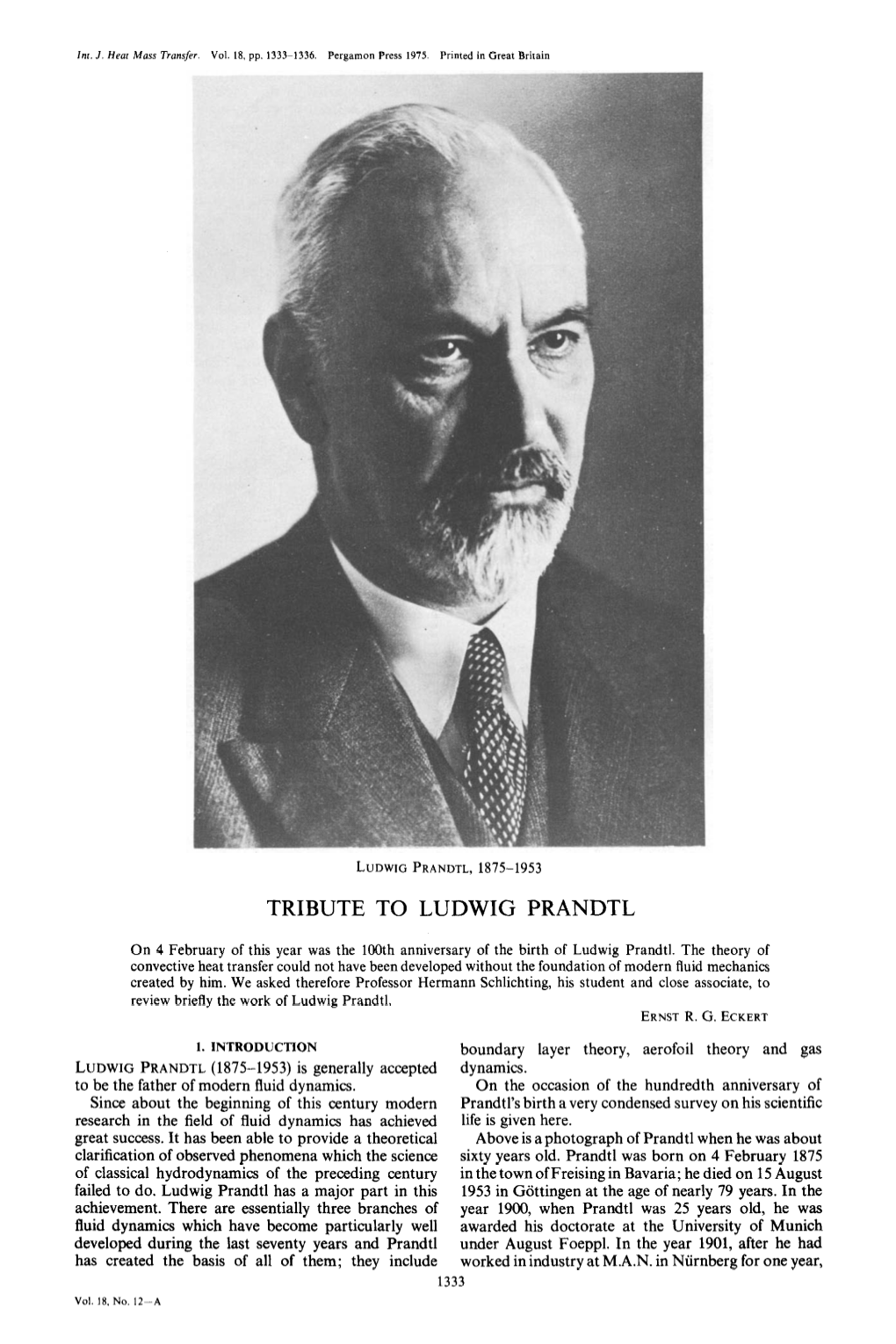 Tribute to Ludwig Prandtl