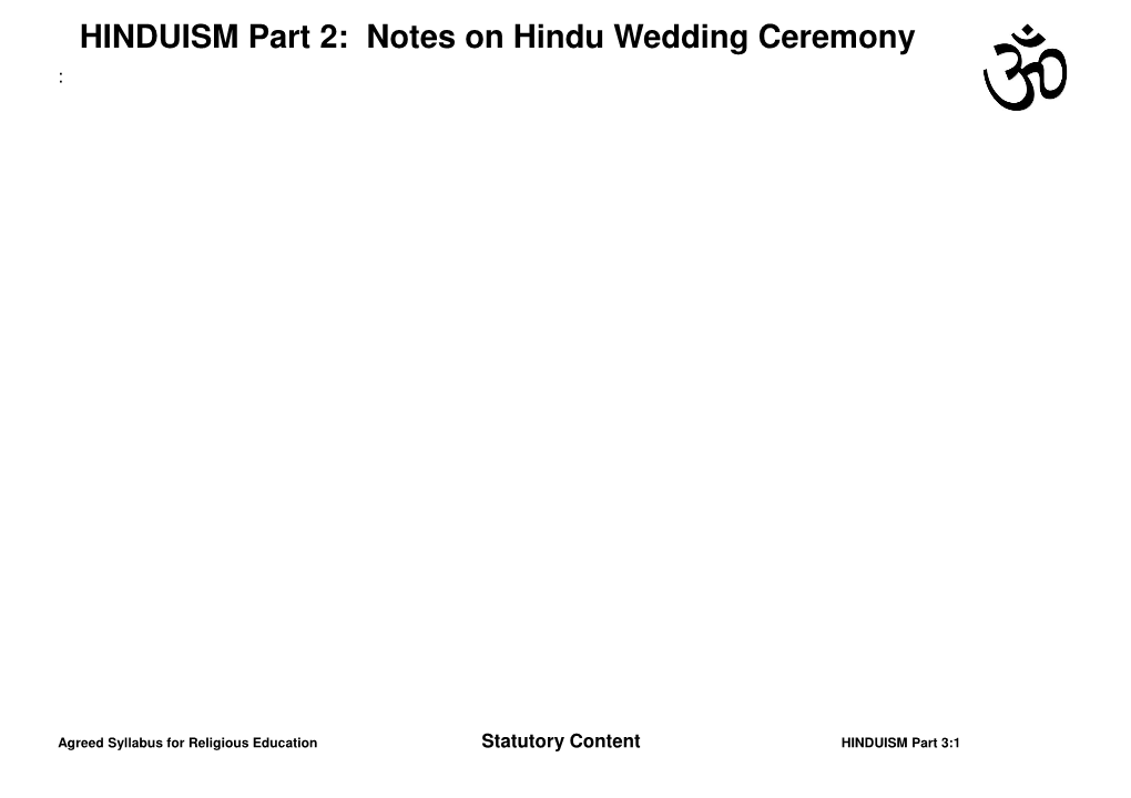 HINDUISM Part 2: Notes on Hindu Wedding Ceremony