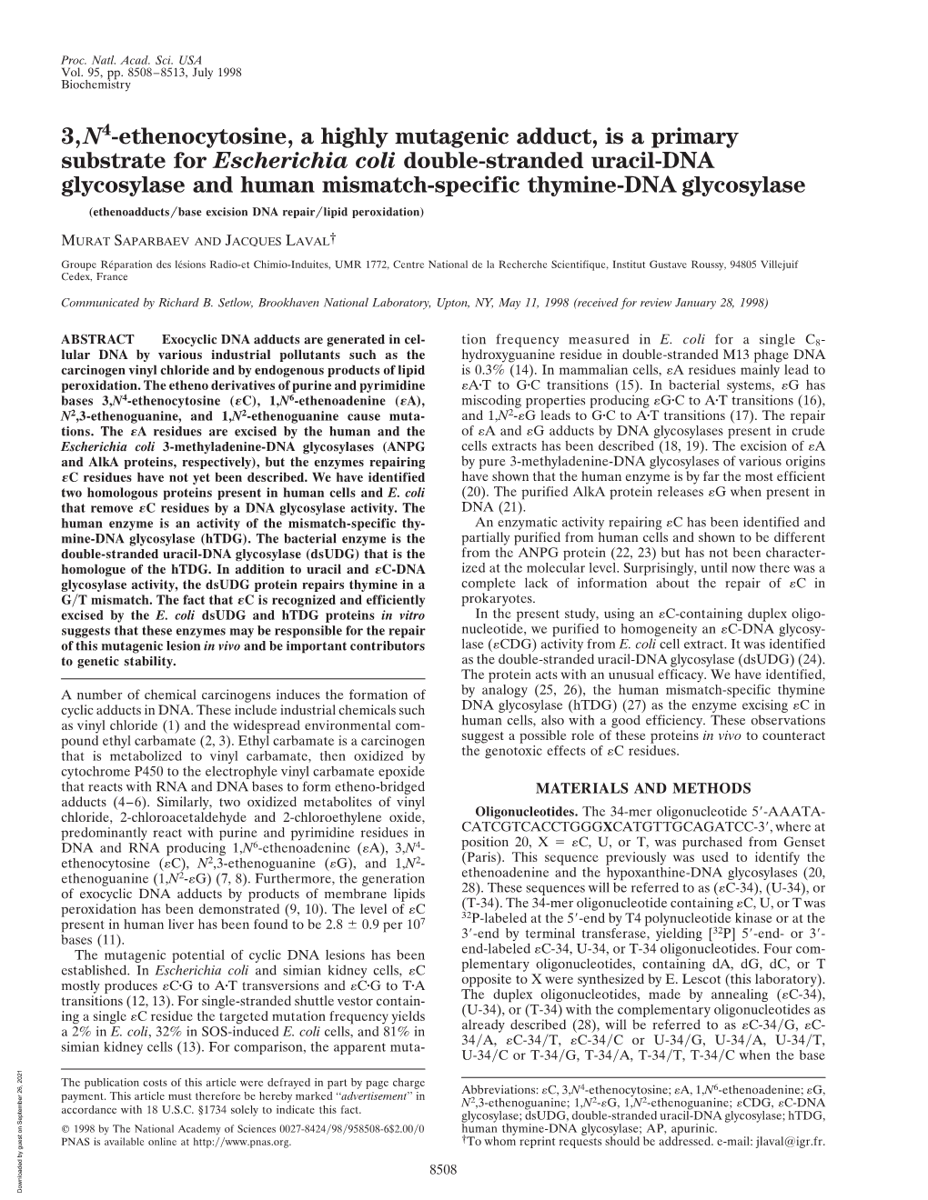 3,N4-Ethenocytosine, a Highly Mutagenic Adduct, Is a Primary