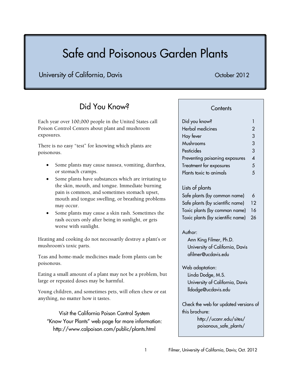 Safe and Poisonous Garden Plants