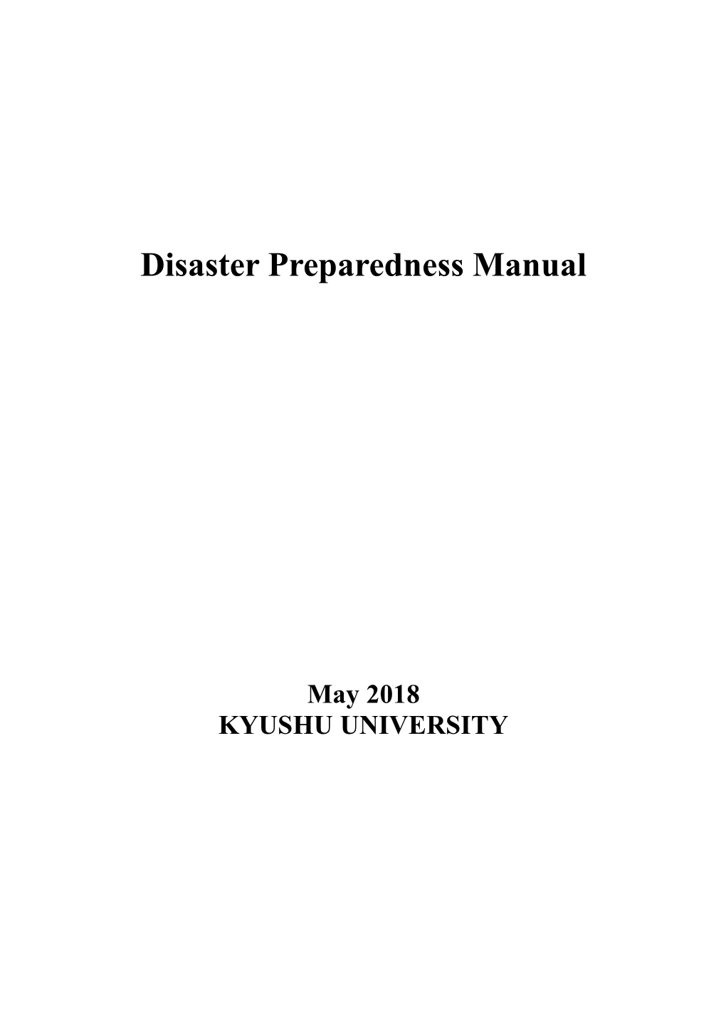 Disaster Preparedness Manual