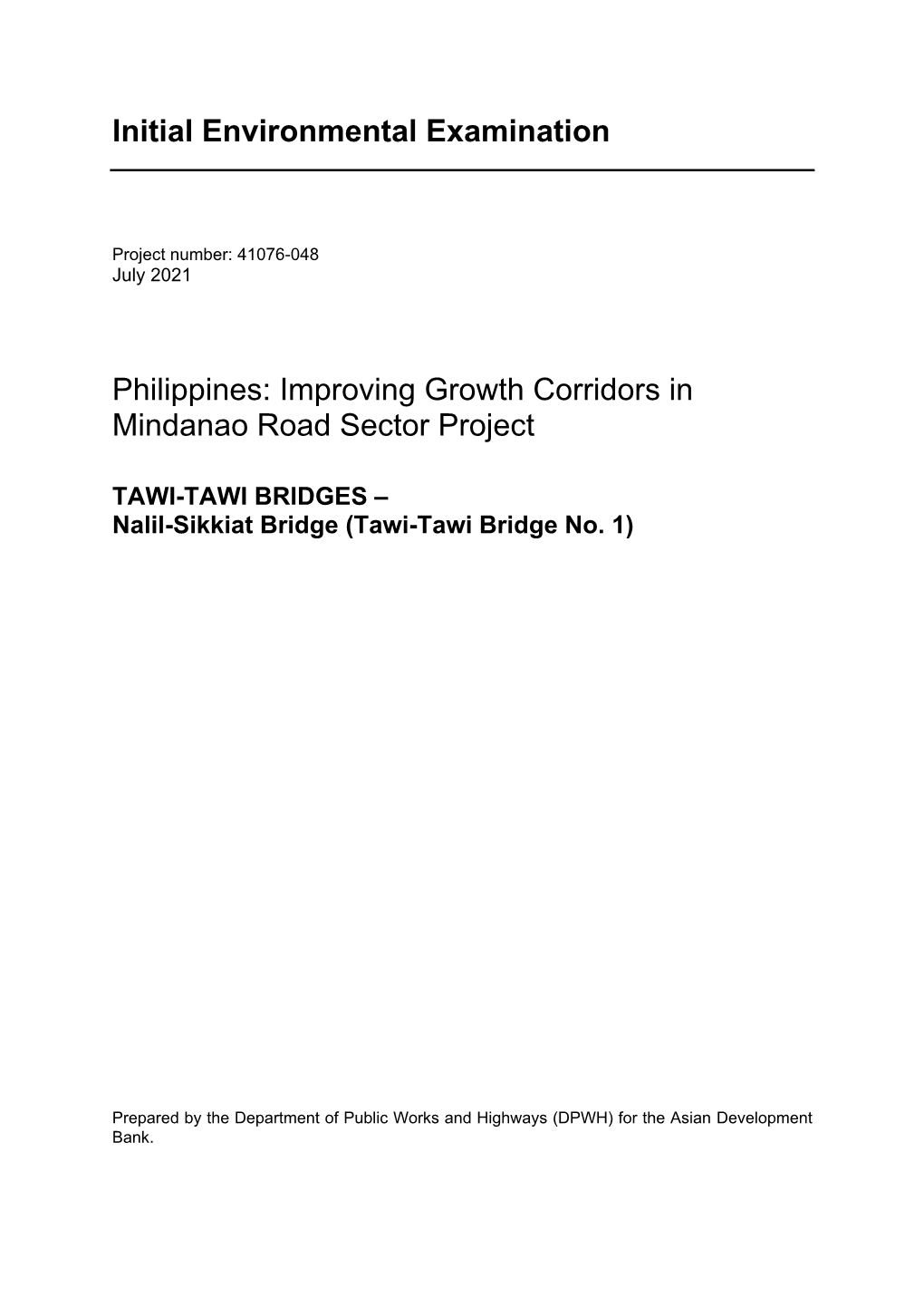 Initial Environmental Examination Philippines: Improving Growth