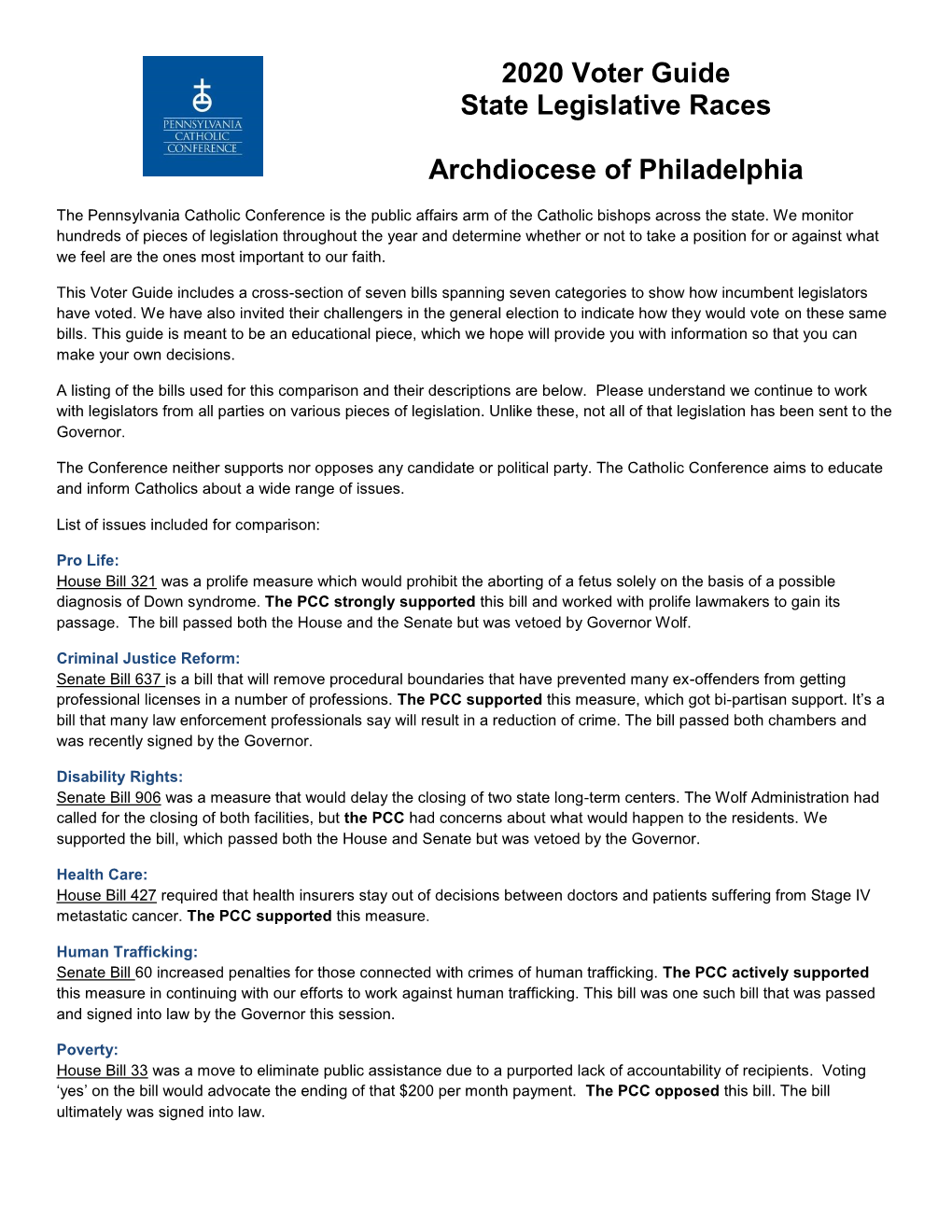 State Legislative Races in the Archdiocese of Philadelphia