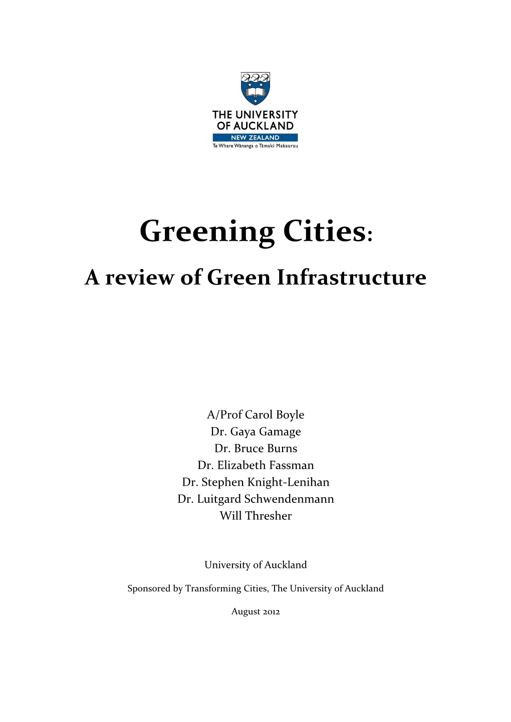 Greening Cities: a Review of Green Infrastructure