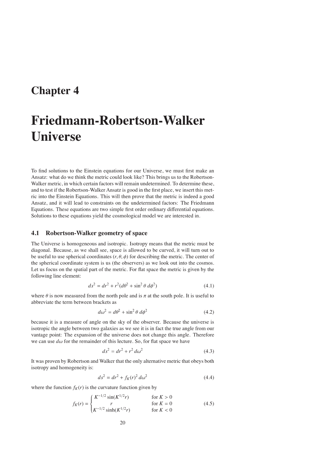 Friedmann-Robertson-Walker Universe