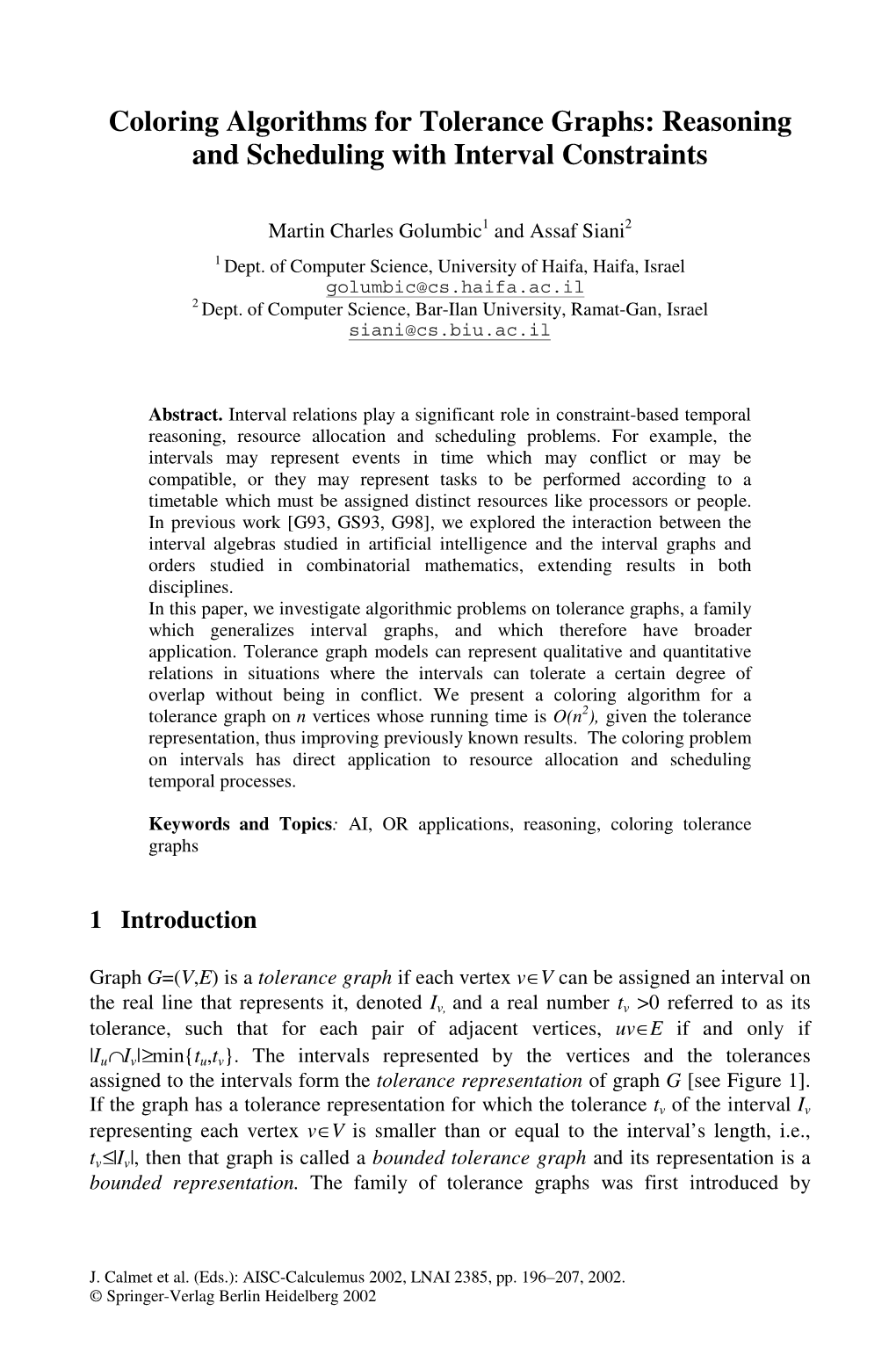 Coloring Algorithms for Tolerance Graphs: Reasoning and Scheduling with Interval Constraints