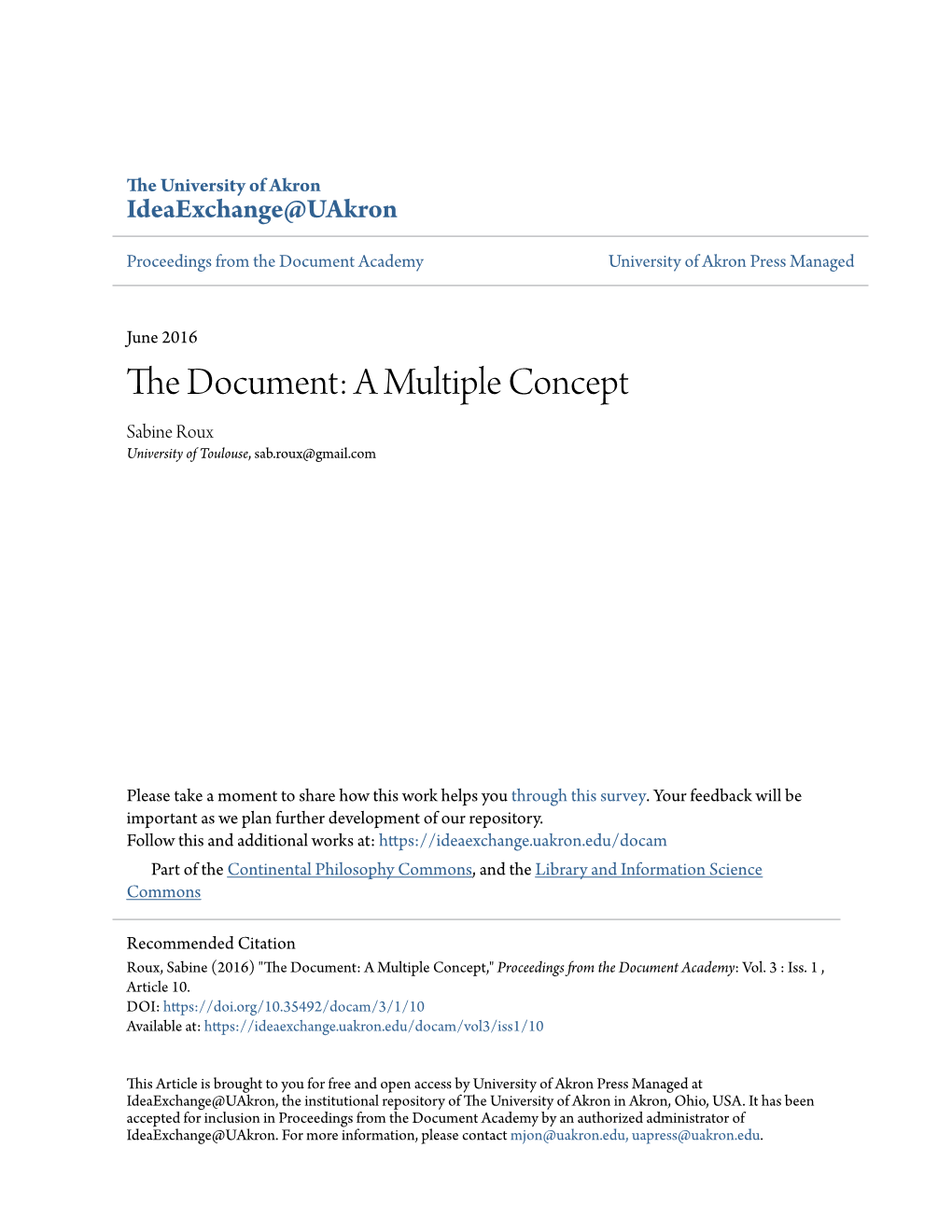 The Document Academy University of Akron Press Managed