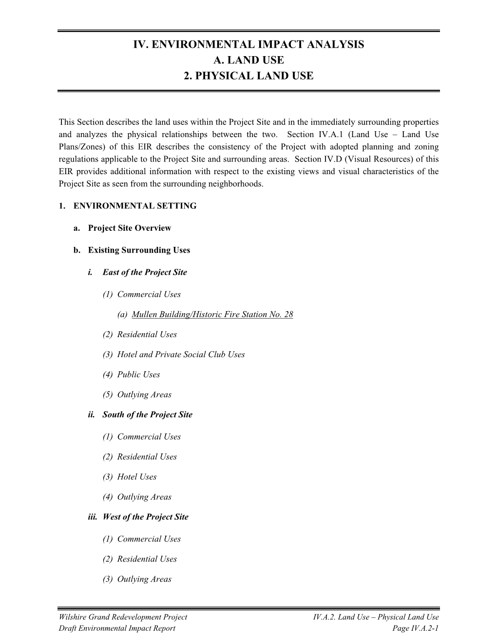 Iv. Environmental Impact Analysis A. Land Use 2