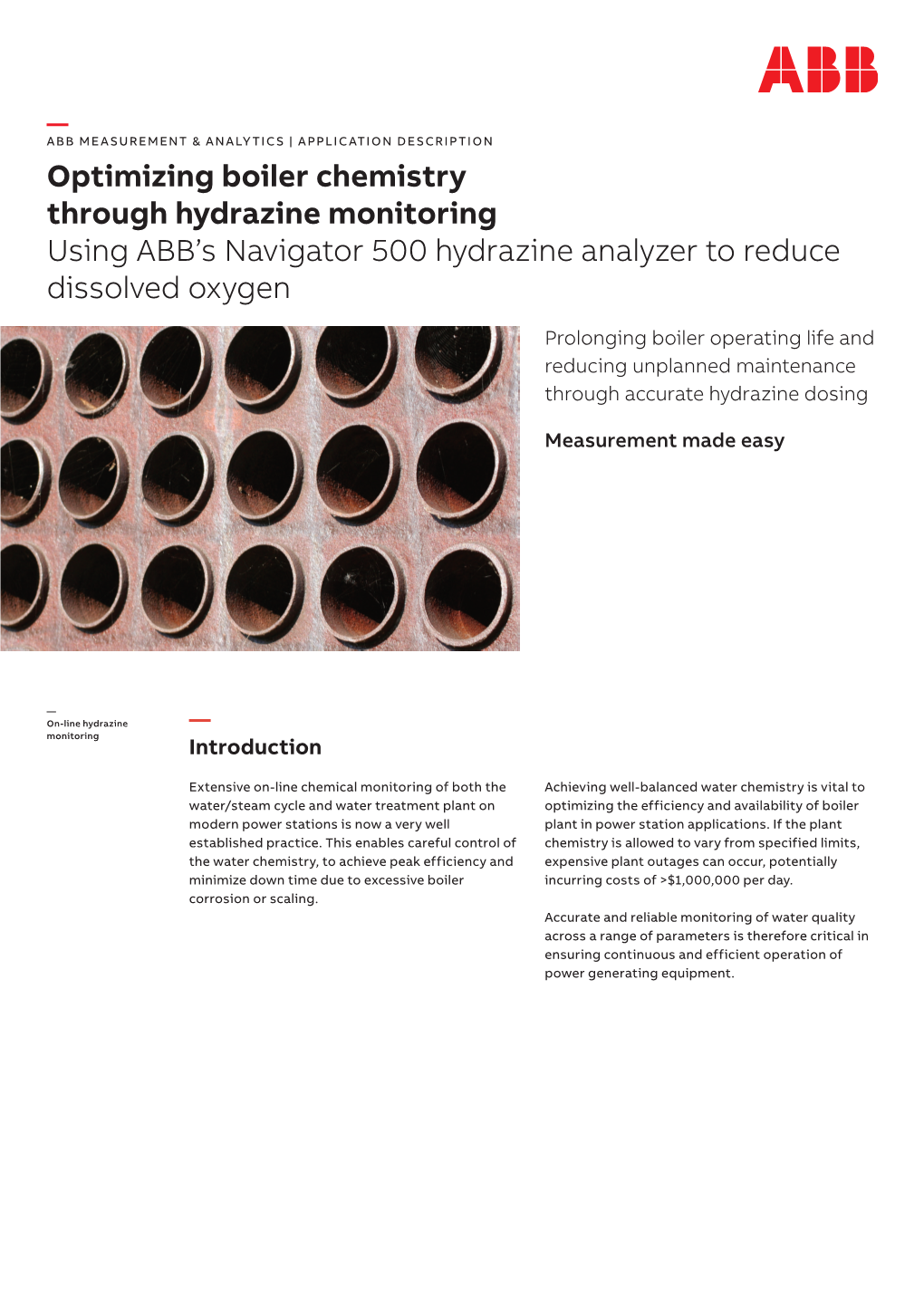 Hydrazine Application Steam Boiler Water