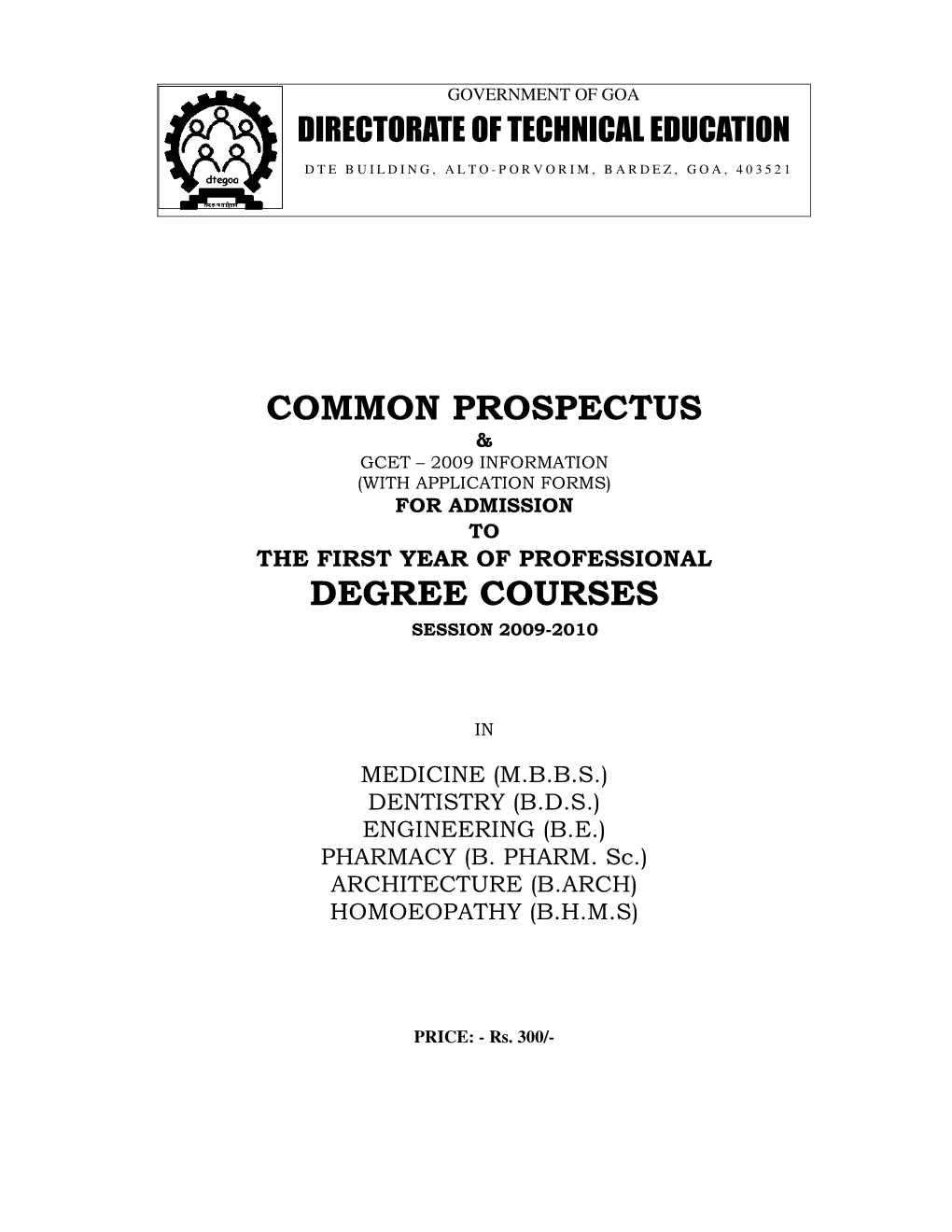 Common Prospectus Degree Courses