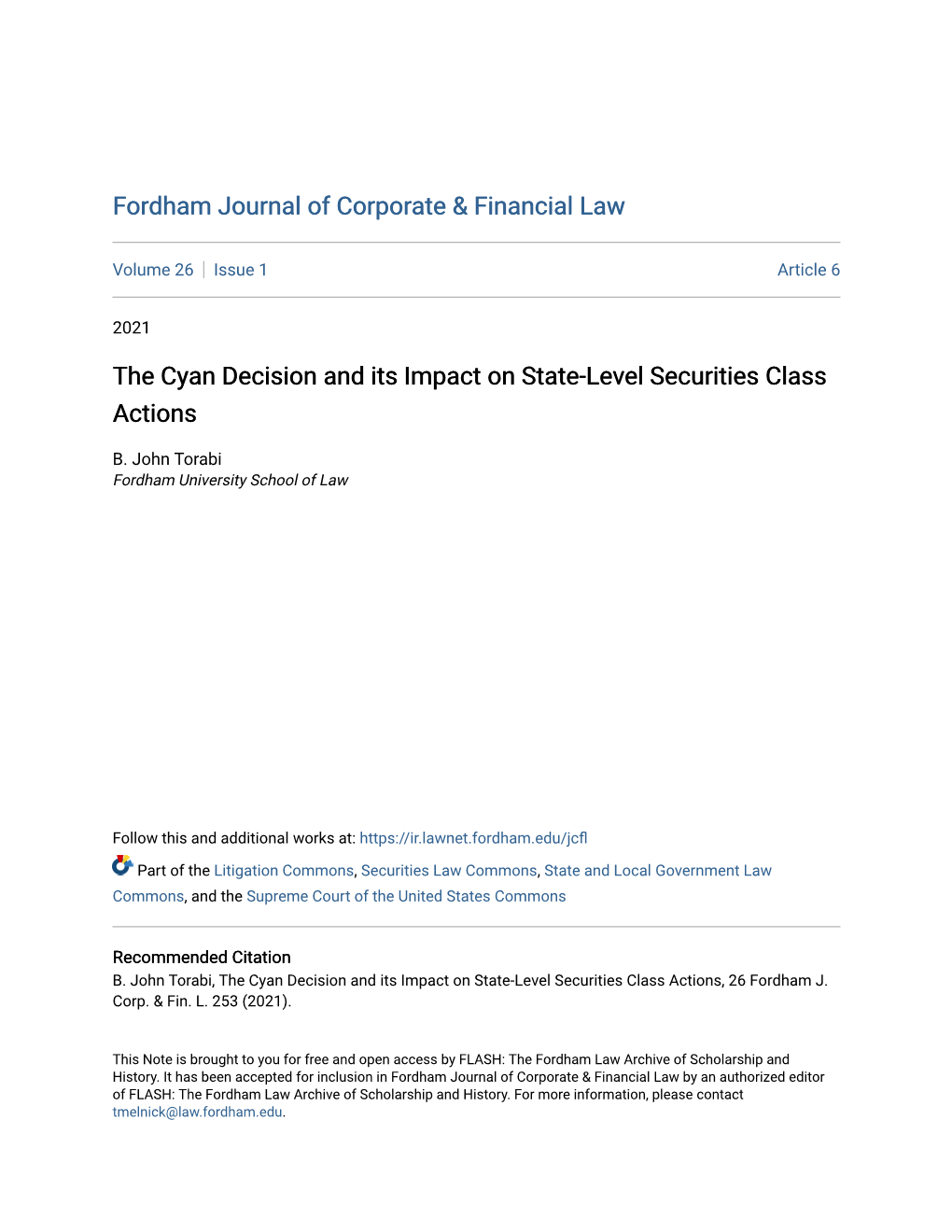 The Cyan Decision and Its Impact on State-Level Securities Class Actions