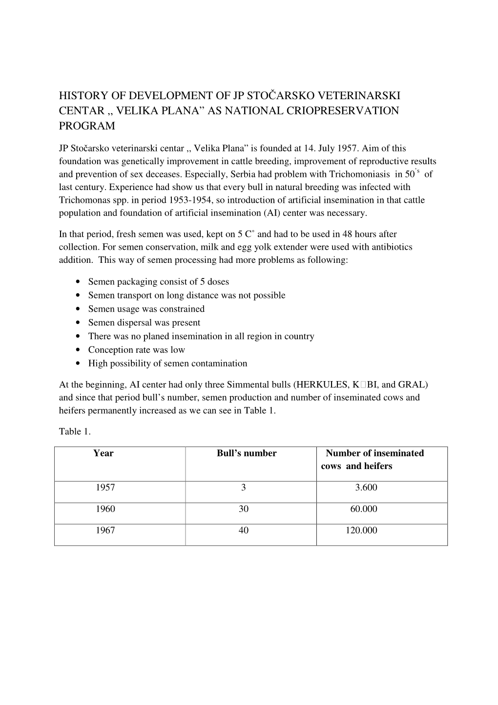 Velika Plana” As National Criopreservation Program