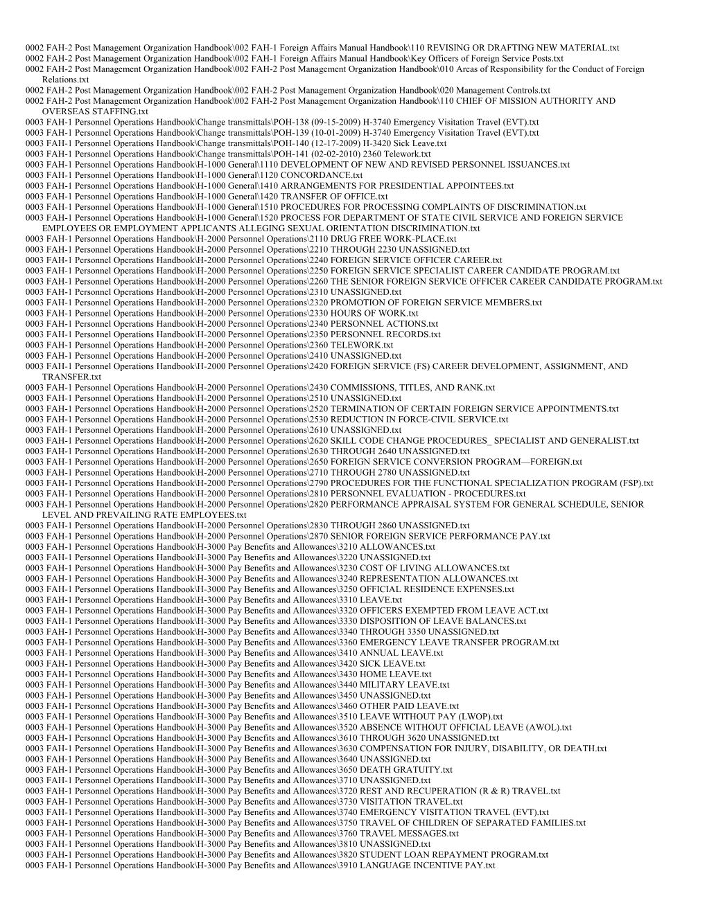 0002 FAH-2 Post Management Organization Handbook 002 FAH-1 Foreign Affairs Manual Handbook