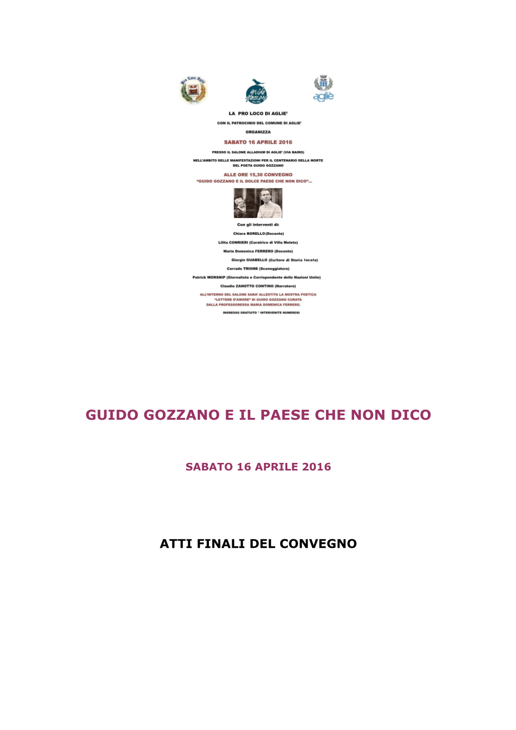 Guido Gozzano E Il Dolce Paese Che Non Dico