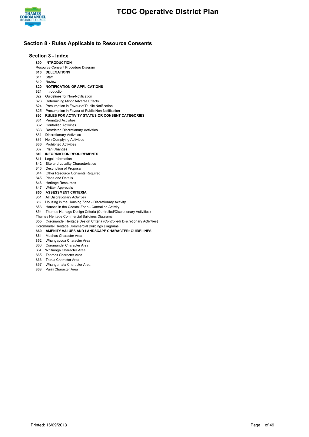 TCDC Operative District Plan