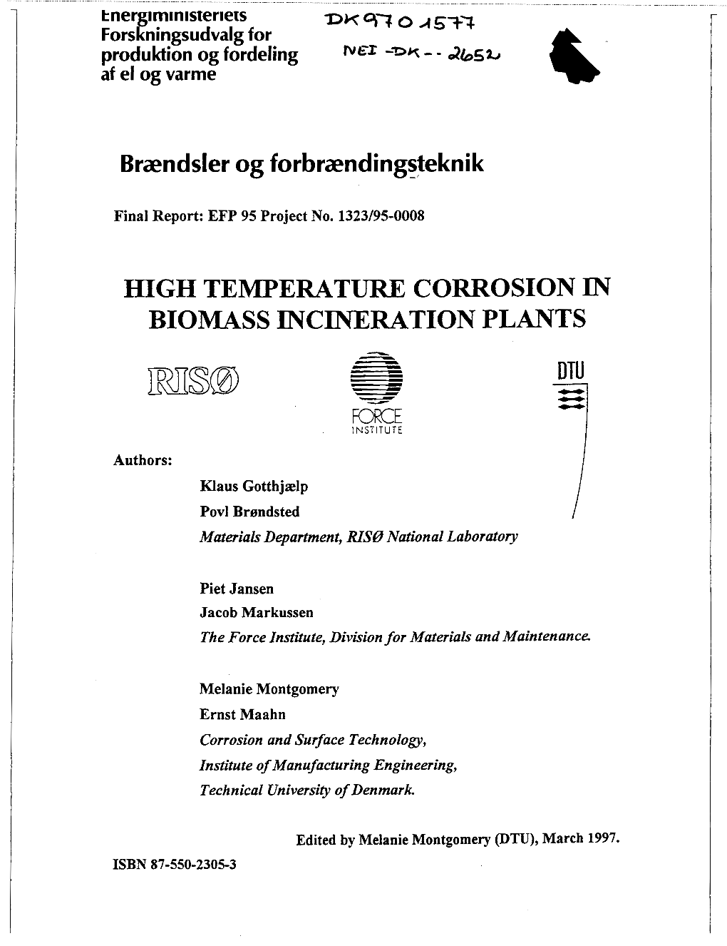 HIGH Telmperature CORROSION in BIOMASS INCINERATION PLANTS