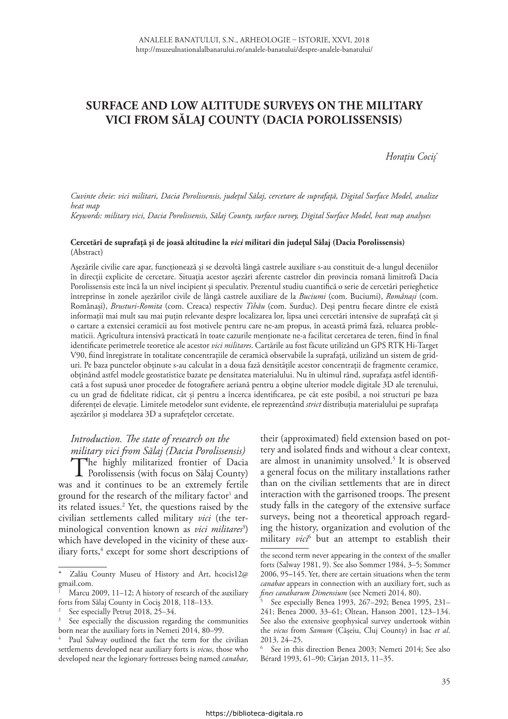 Surface and Low Altitude Surveys on the Military Vici from Sălaj County €Dacia Porolissensis