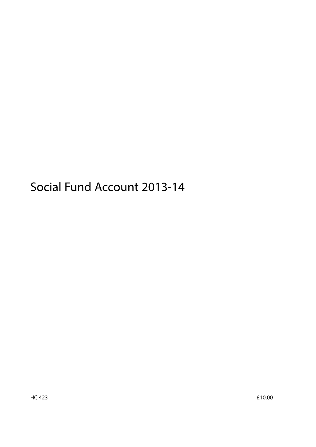 Social Fund White Paper Account 2013-14