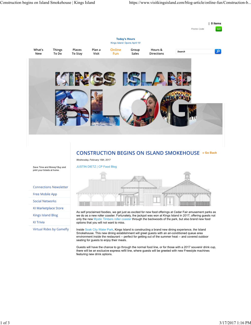Construction Begins on Island Smokehouse | Kings Island