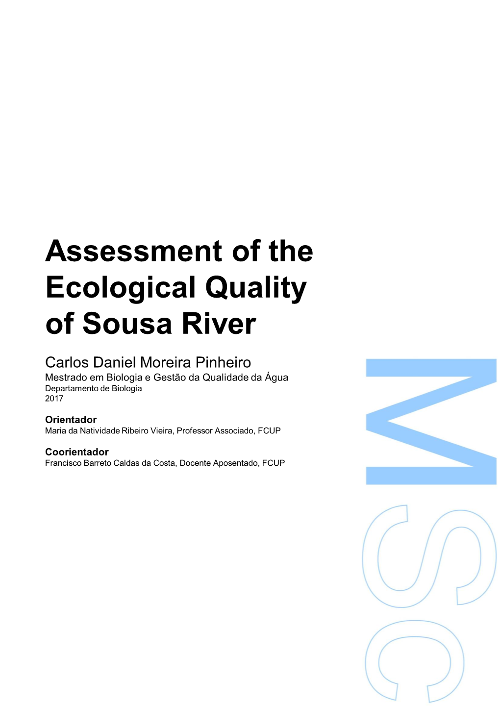 Assessment of the Ecological Quality of Sousa River