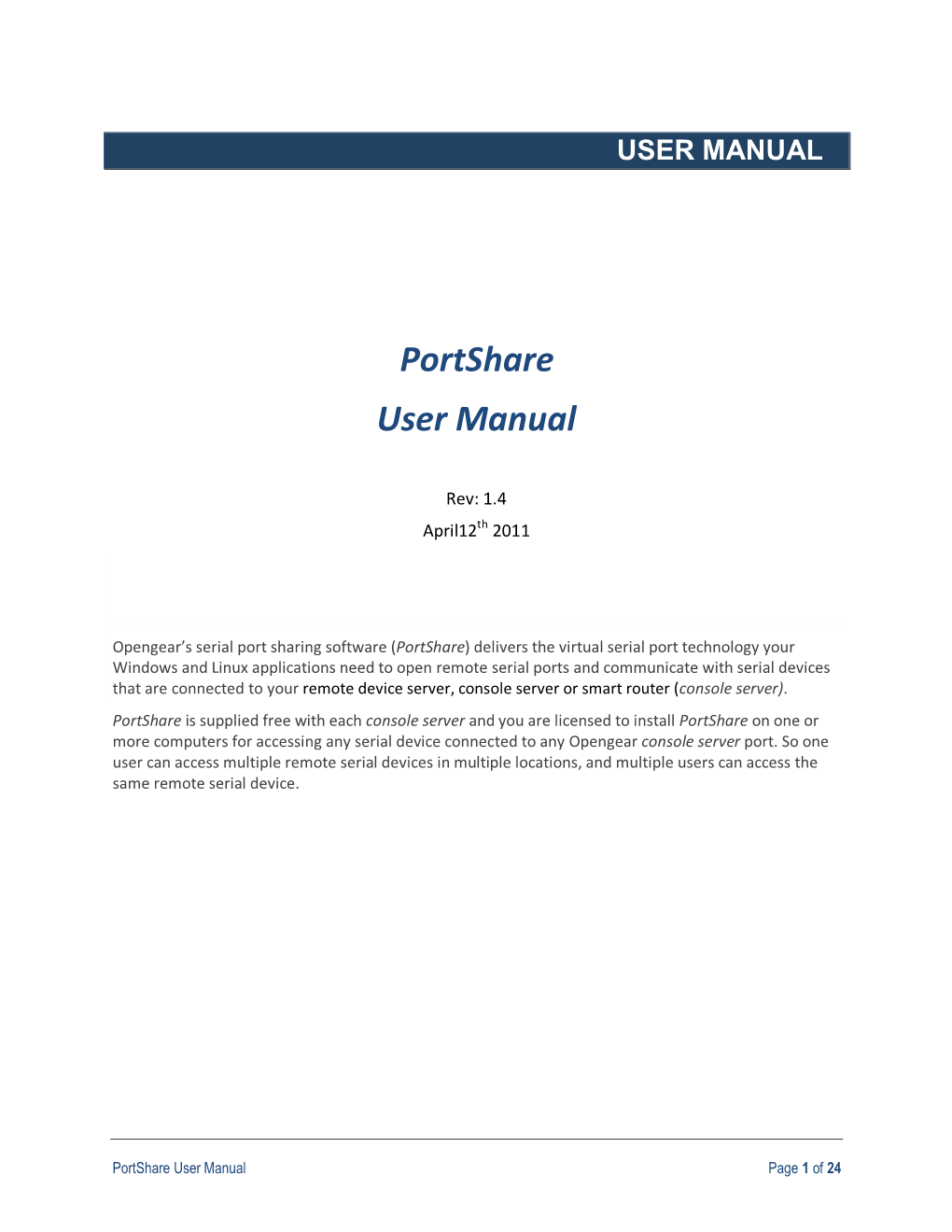Portshare User Manual