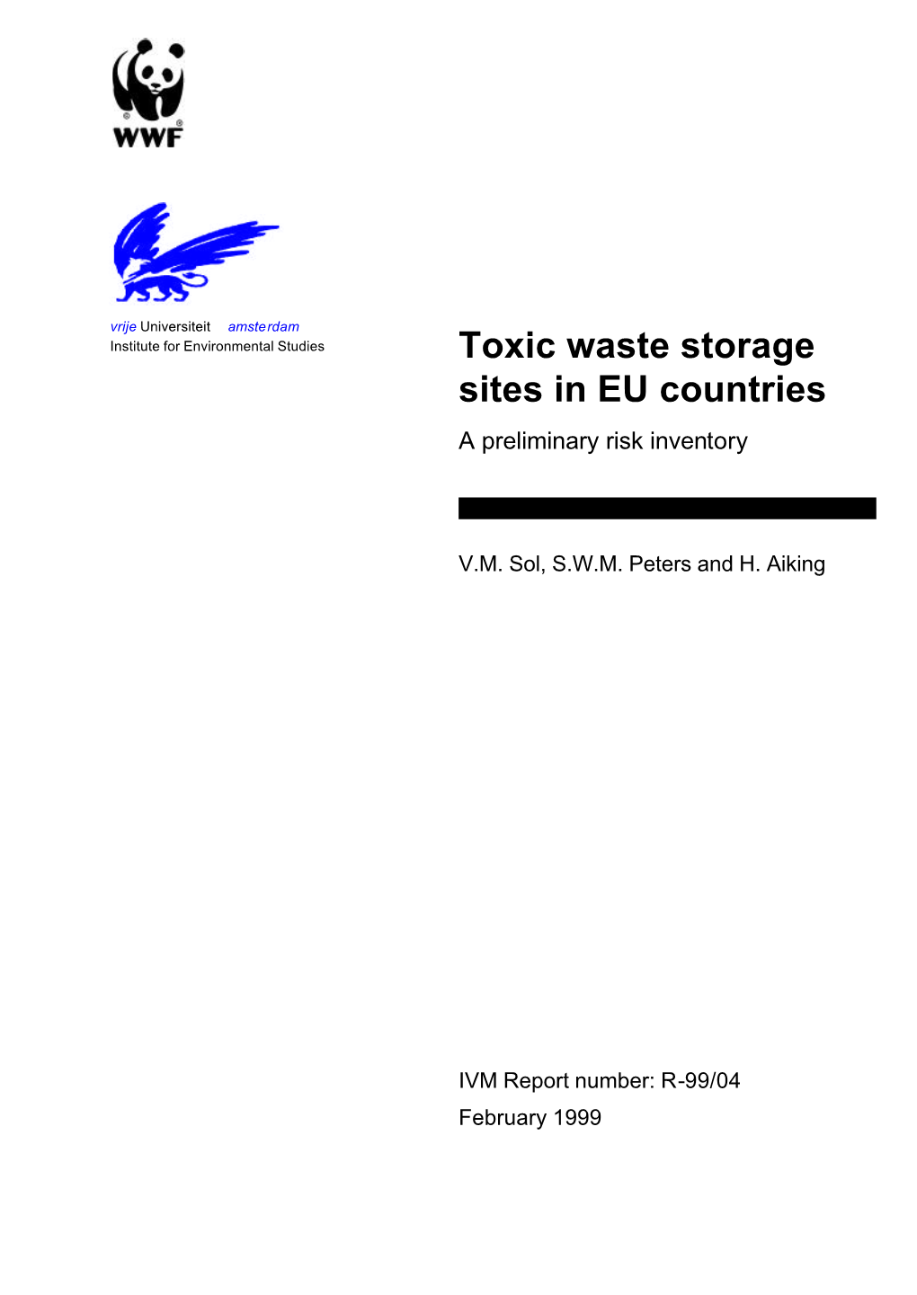 Toxic Waste Storage Sites in EU Countries a Preliminary Risk Inventory