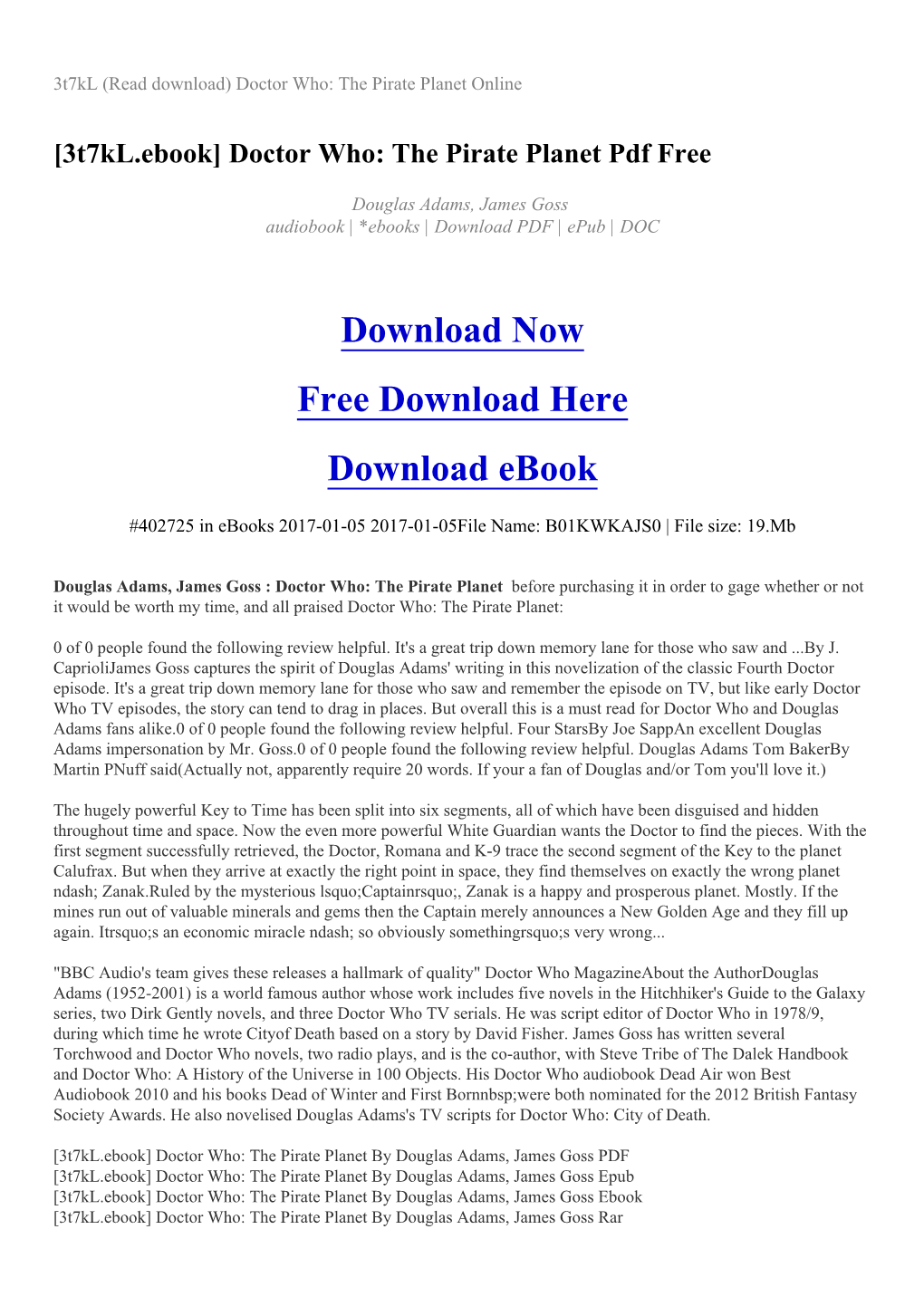 3T7kl (Read Download) Doctor Who: the Pirate Planet Online