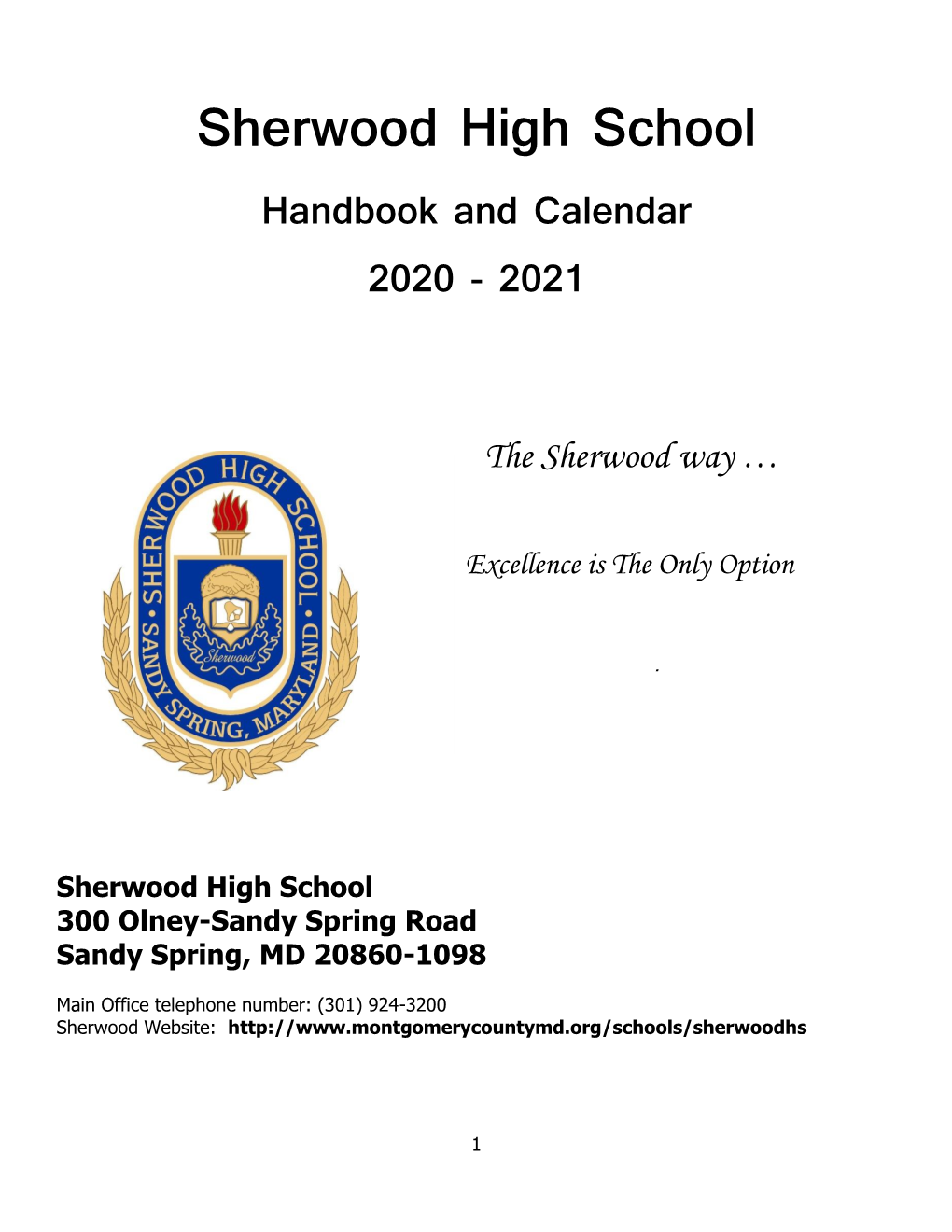 Sherwood High School Handbook and Calendar 2020 - 2021