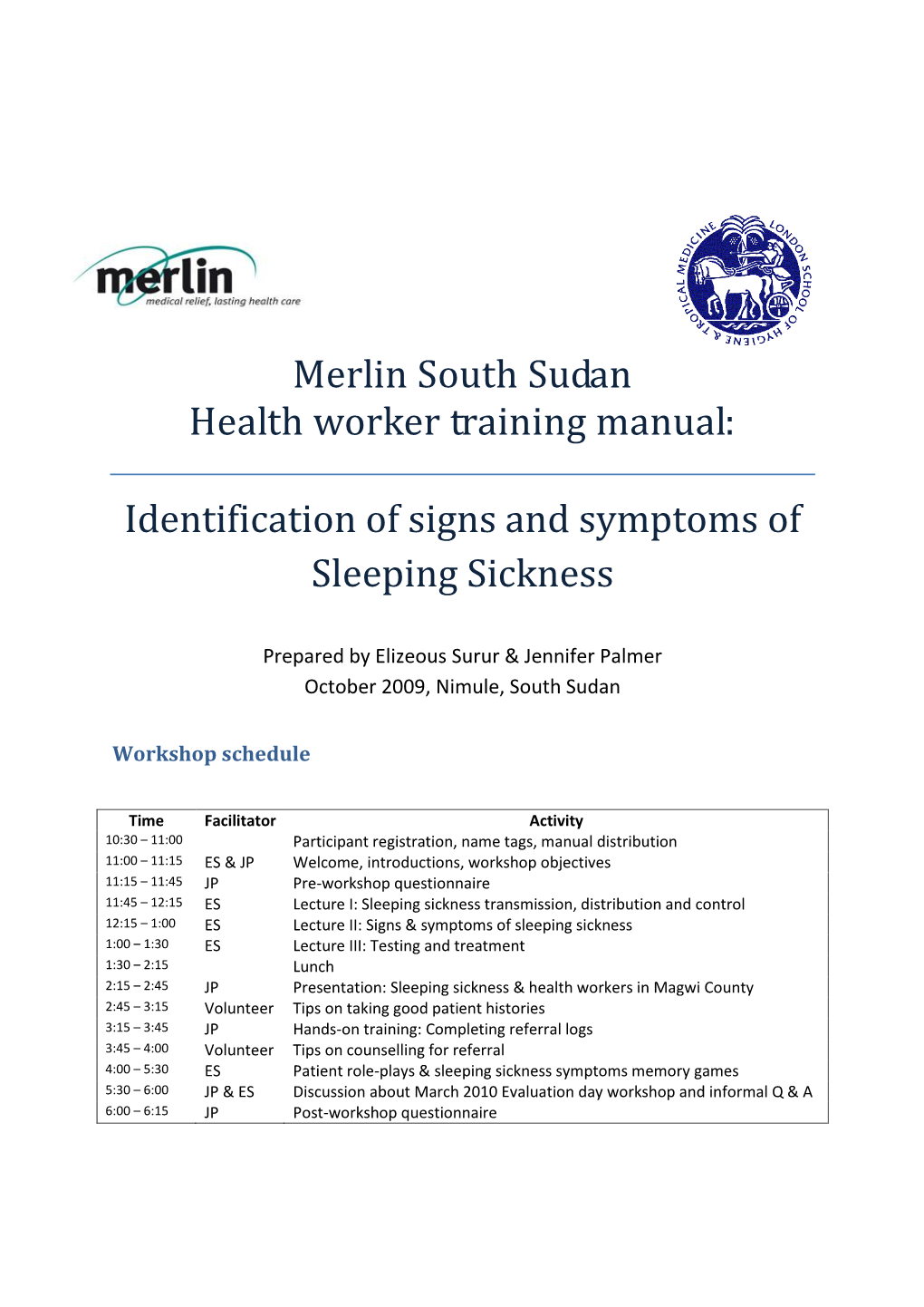 Merlin South Sudan Health Worker Training Manual