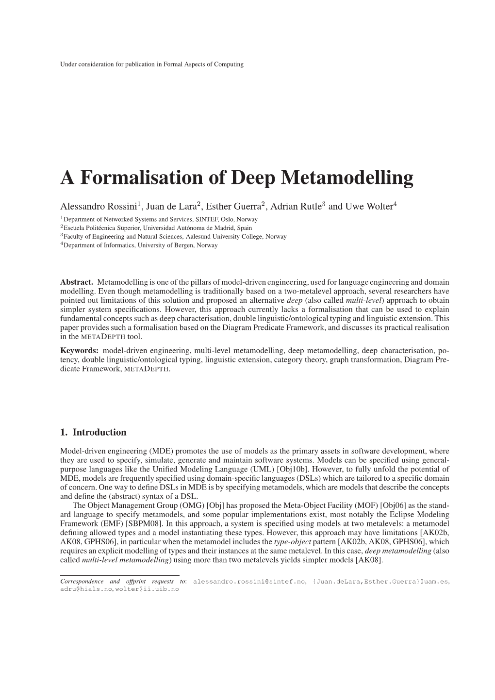 A Formalisation of Deep Metamodelling