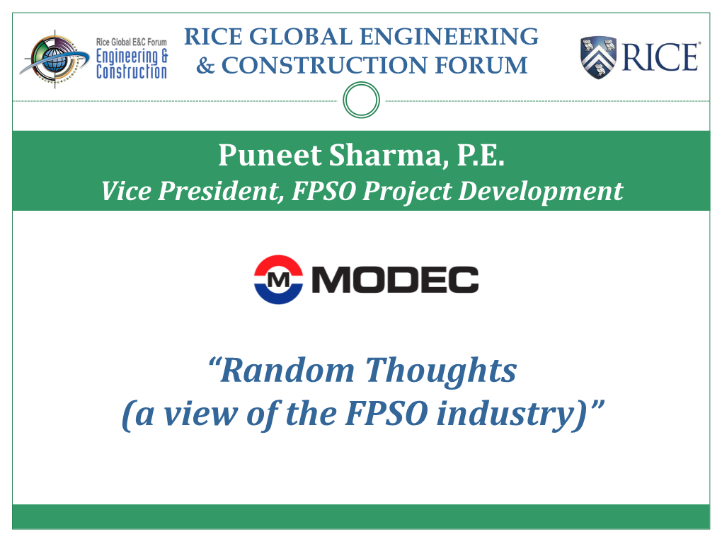Vice President, FPSO Project Development
