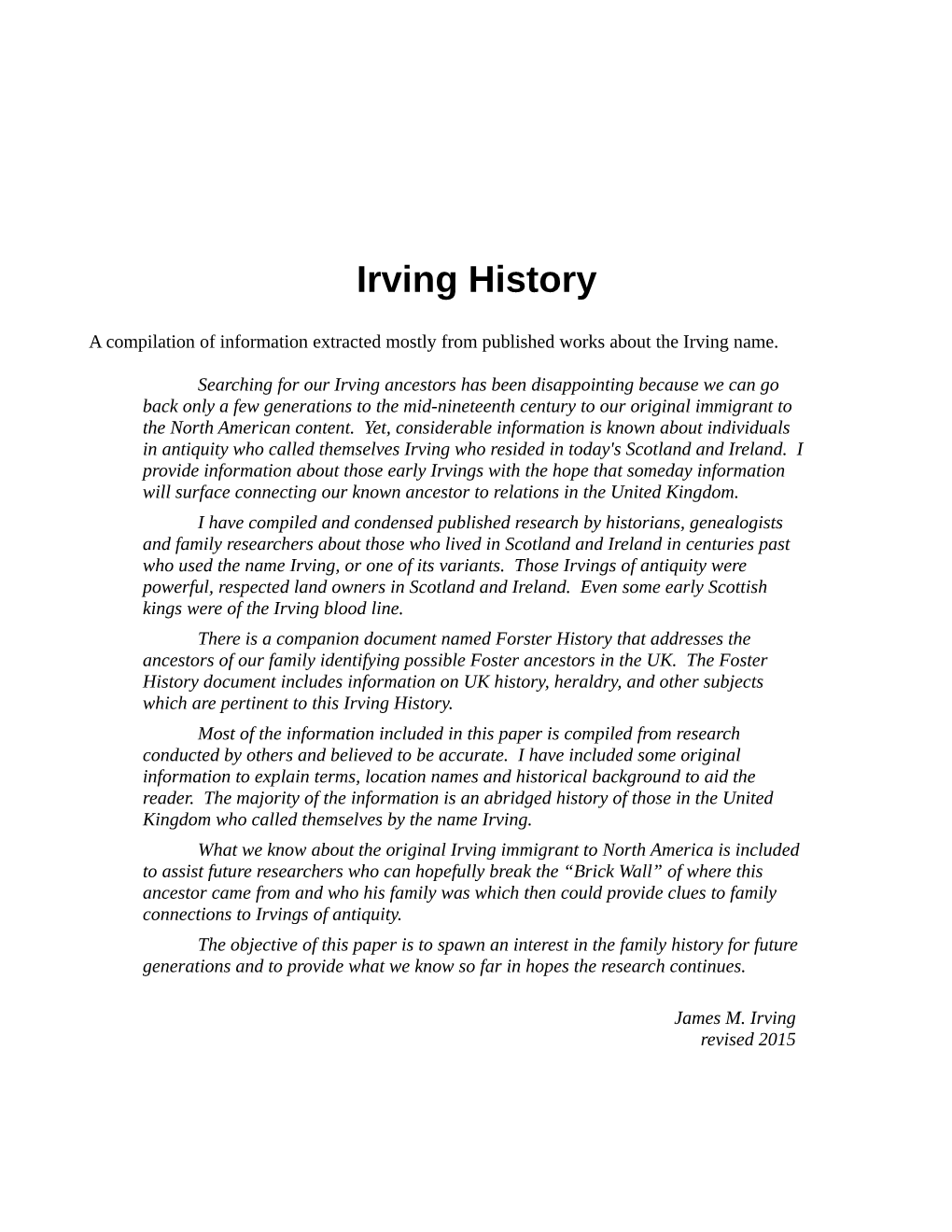 Irving History