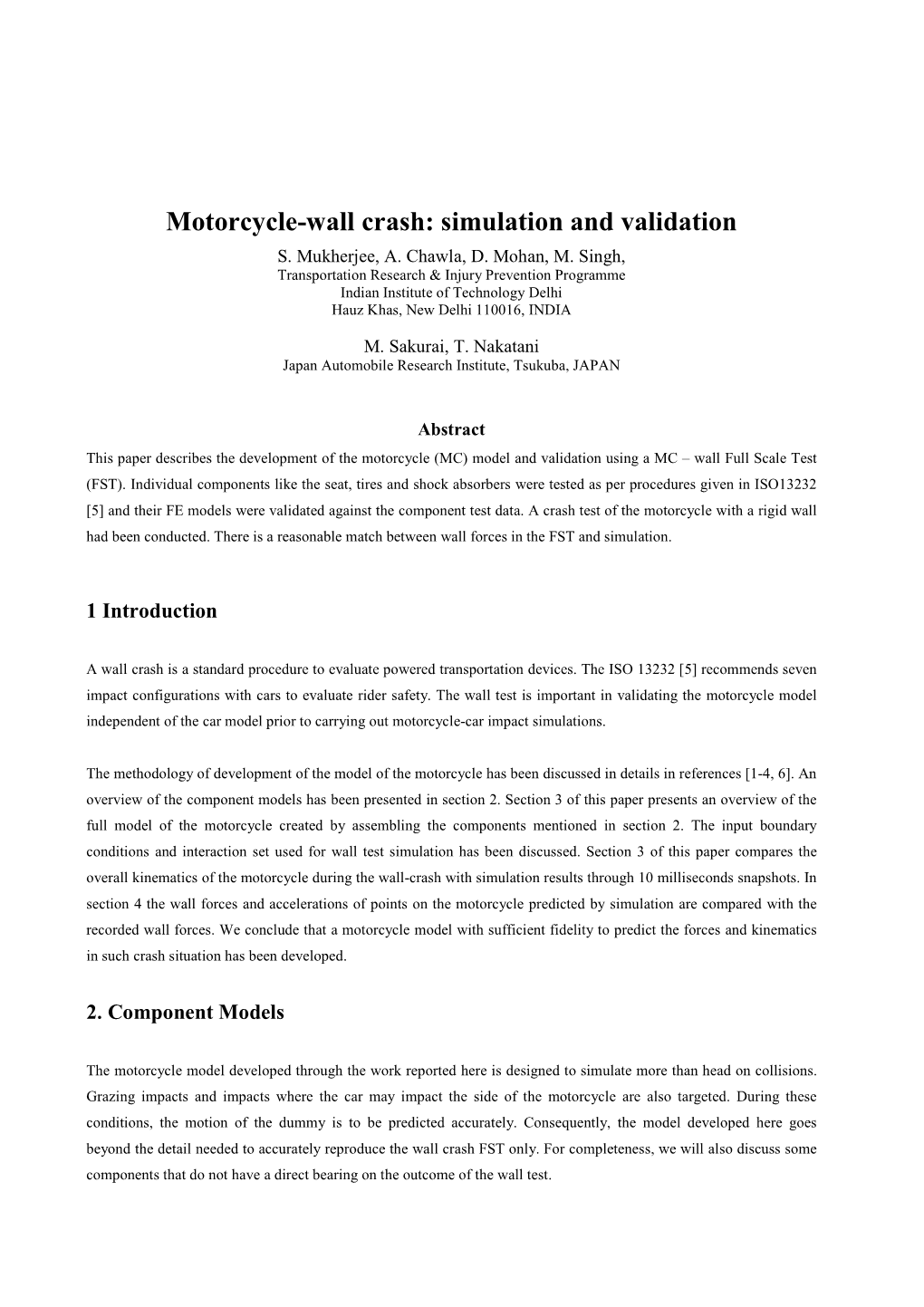 Motorcycle-Wall Crash Simulation and Validation.Pdf