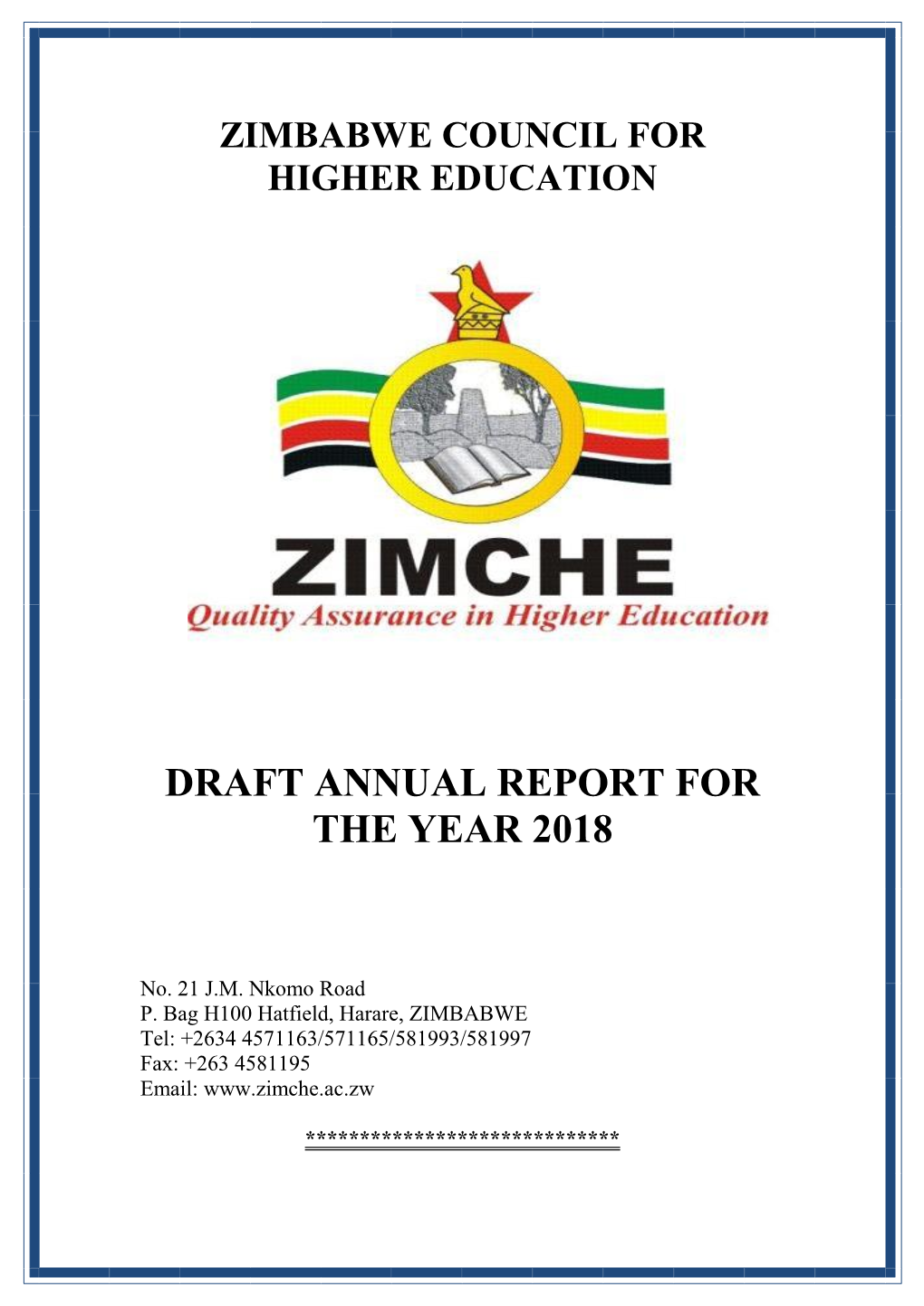 Draft Annual Report for the Year 2018