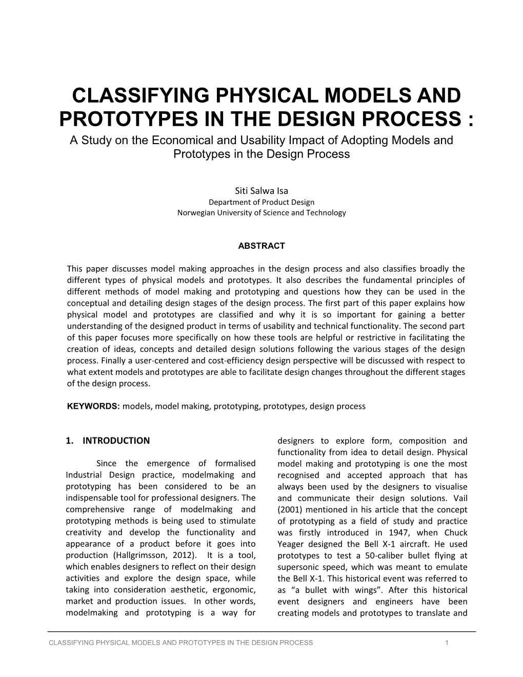Classifying Physical Models and Prototypes In