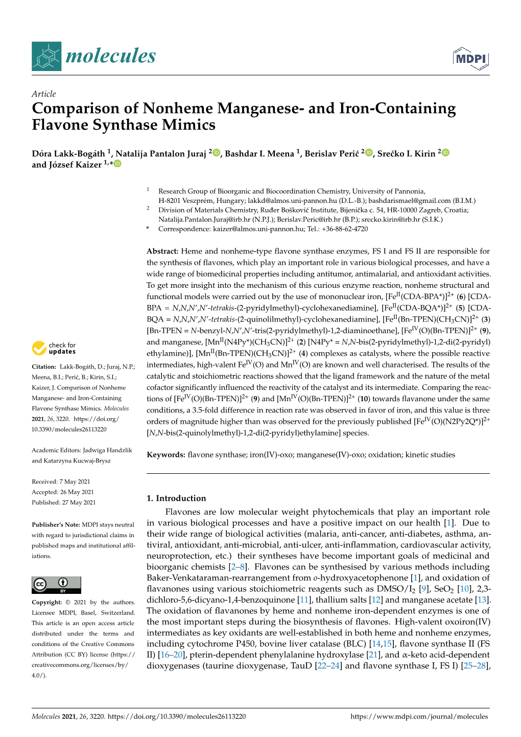 And Iron-Containing Flavone Synthase Mimics