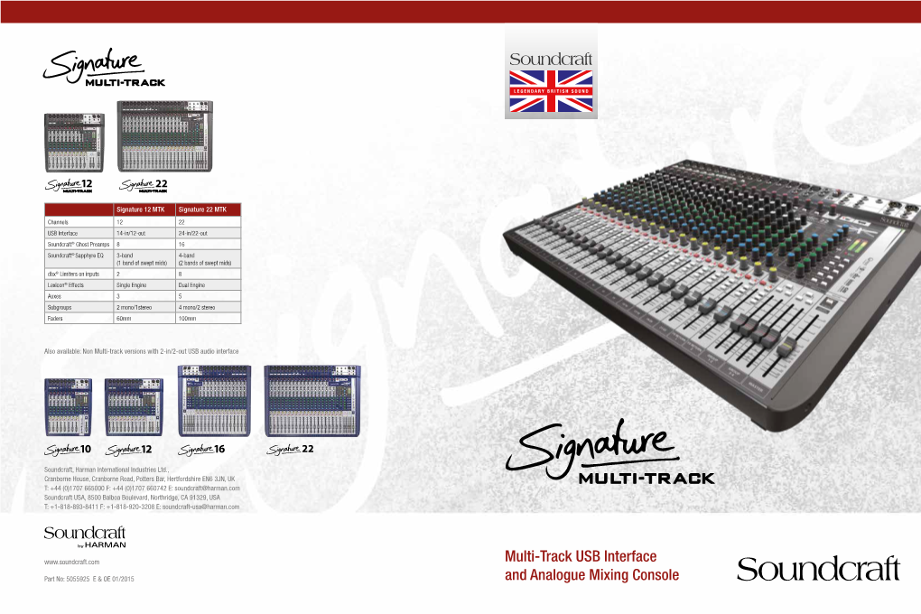 Multi-Track USB Interface and Analogue Mixing Console