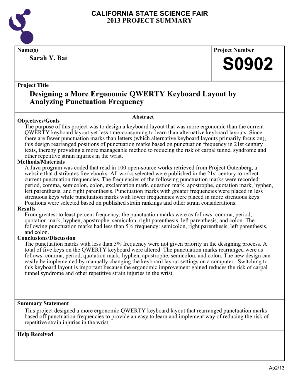 Designing a More Ergonomic QWERTY Keyboard Layout by Analyzing Punctuation Frequency