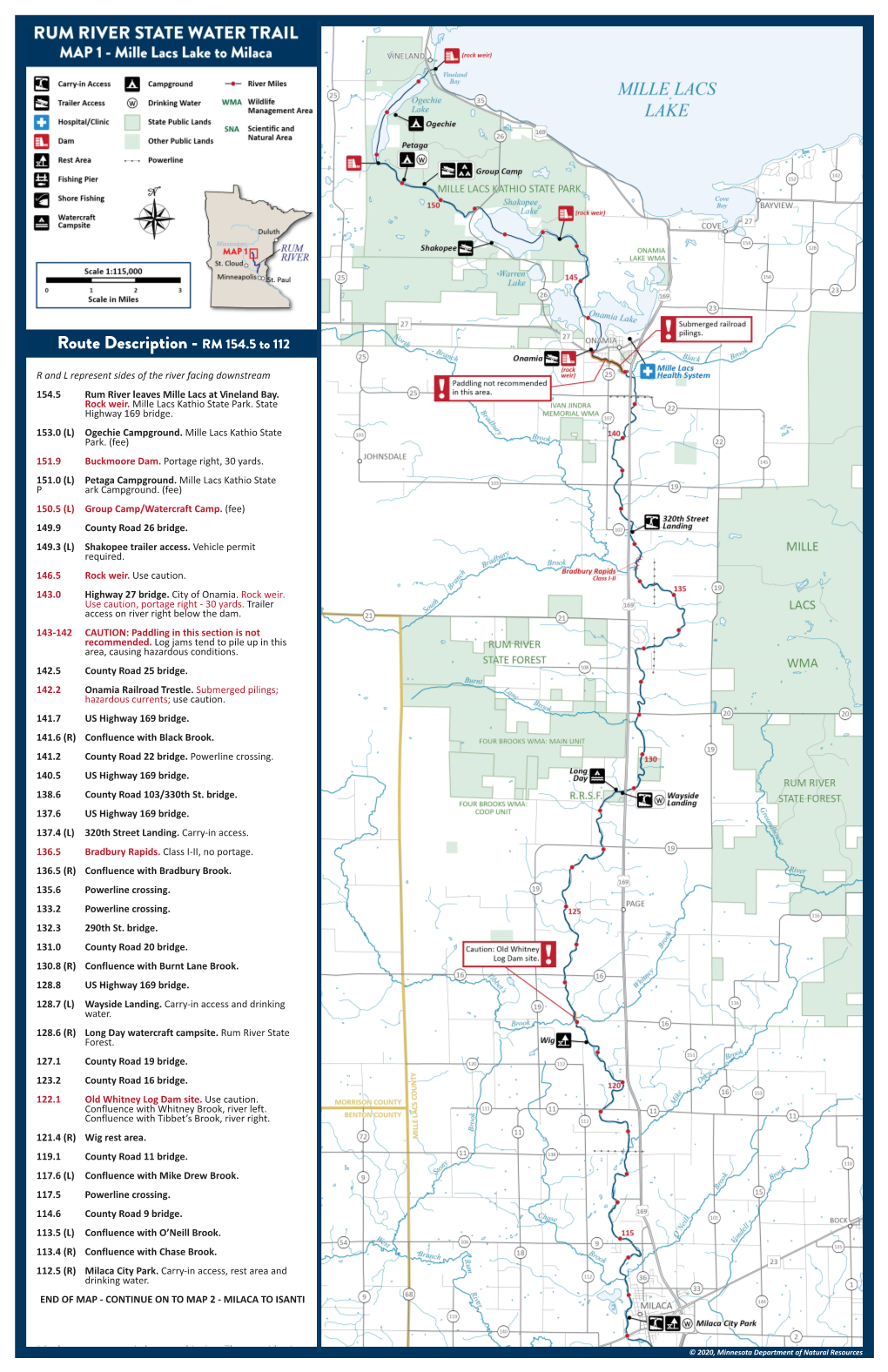 MAP 1 - MILLE LACS LAKE to MILACA 1200 Warner Rd