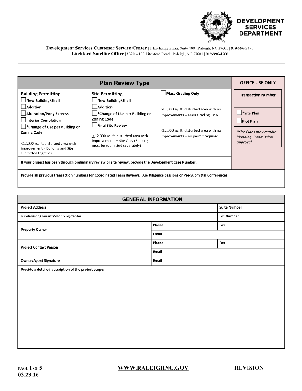 Final Site Review and Commercial Building Requirements