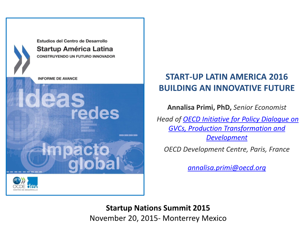 Start-Up Latin America 2016 Building an Innovative Future