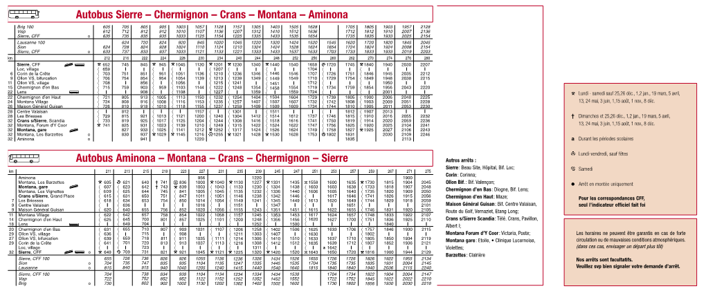 Autobus Sierre – Chermignon – Crans – Montana – Aminona Autobus