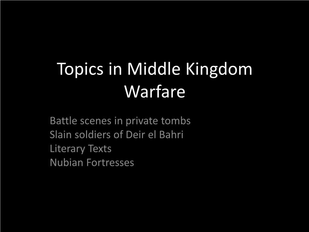 Topics in Middle Kingdom Warfare