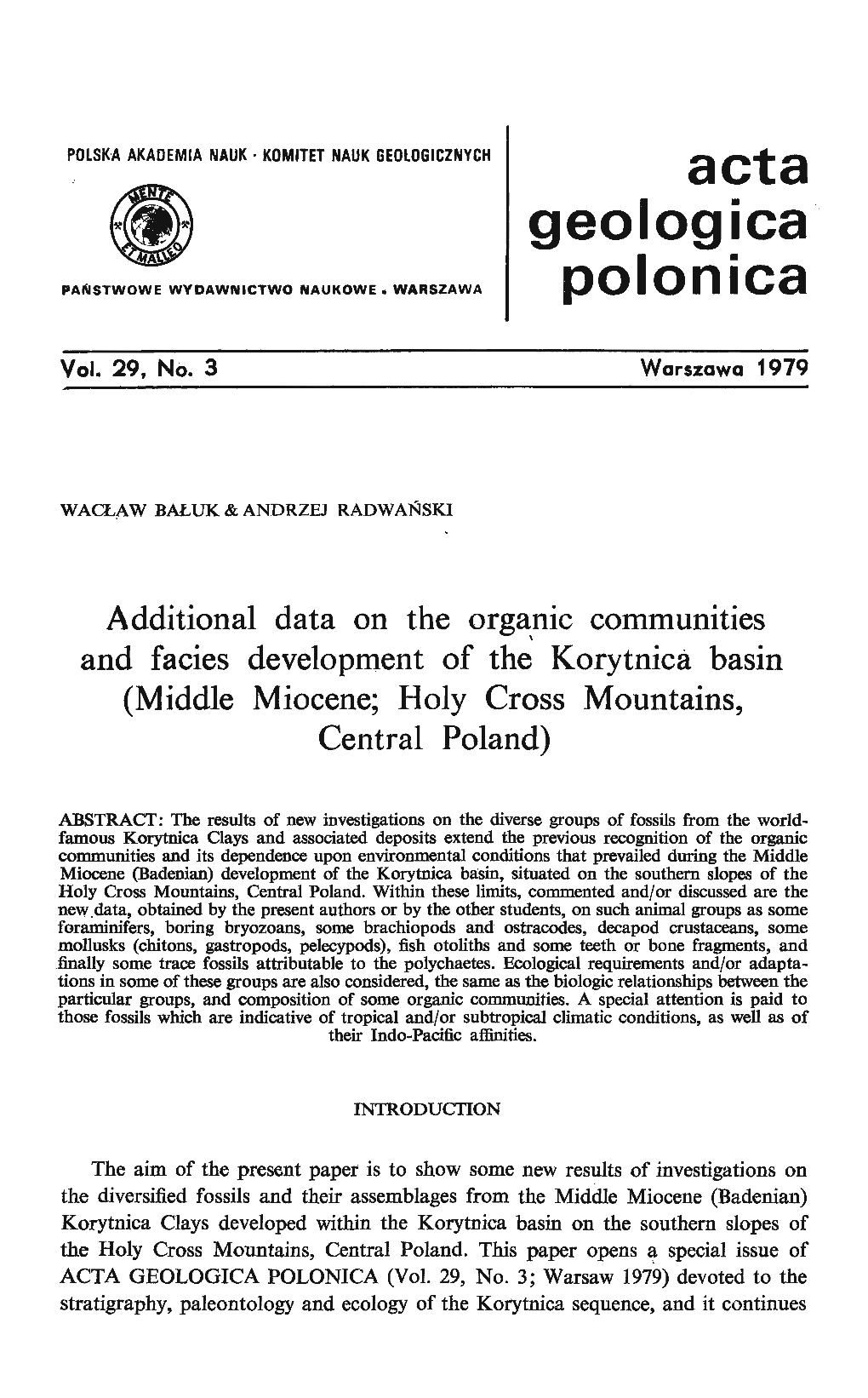 ACTA GEOLOGICA POLONICA (Vol