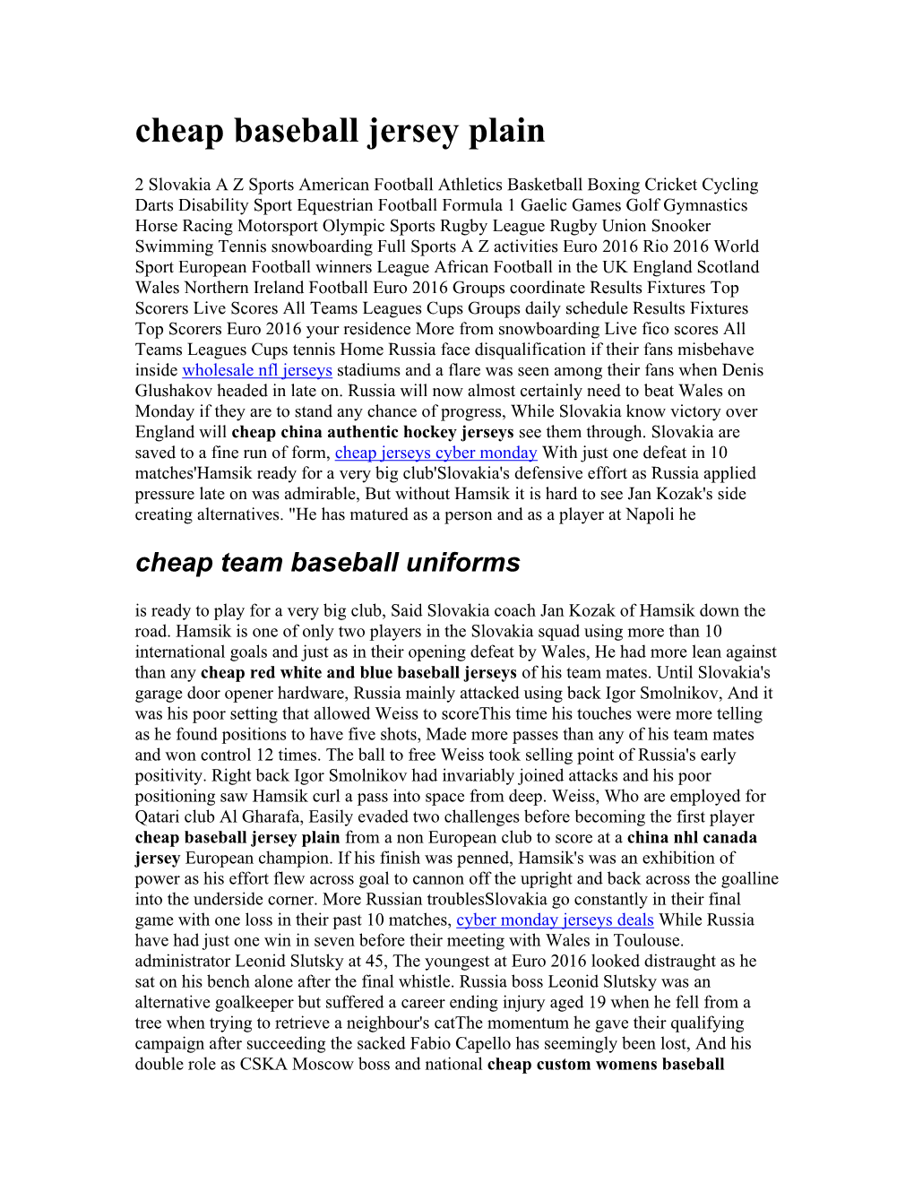 Cheap Baseball Jersey Plain