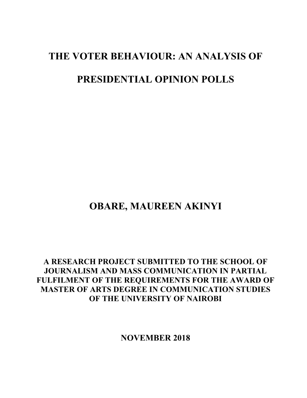 The Voter Behaviour: an Analysis of Presidential Opinion Polls