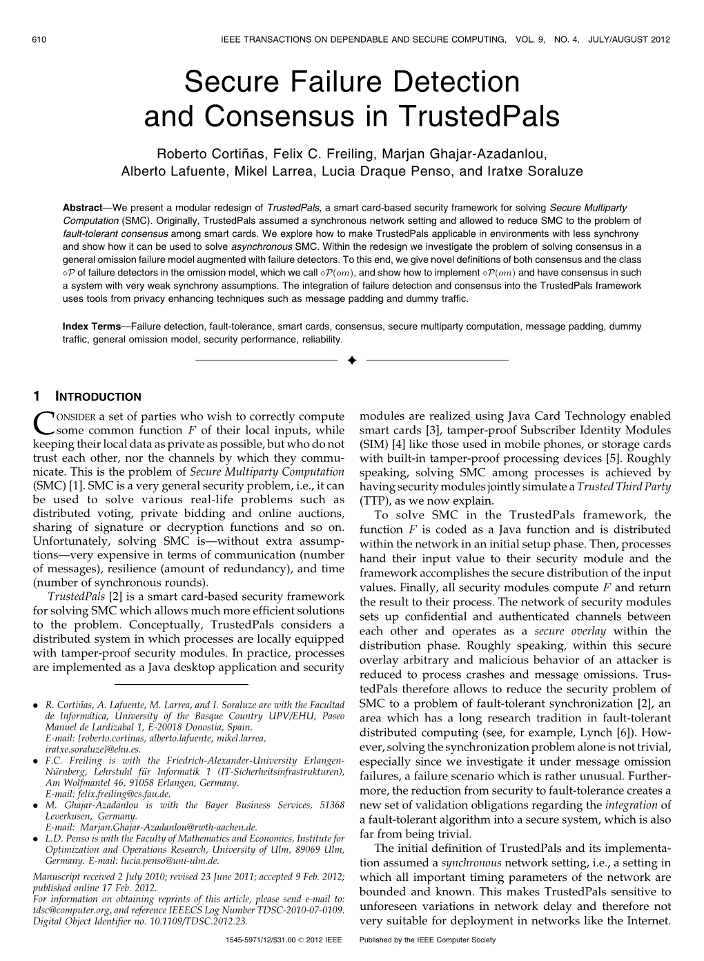 Secure Failure Detection and Consensus in Trustedpals